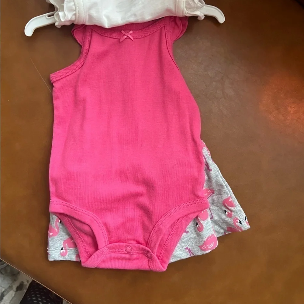 Carter's baby girl Infant 3 piece summer Outfit Size 3 months pink flamingo